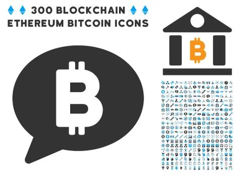 Bitcoin Message Balloon Flat Icon with Collection Illustration