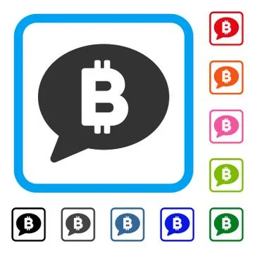 Bitcoin Message Balloon Framed Icon Illustration