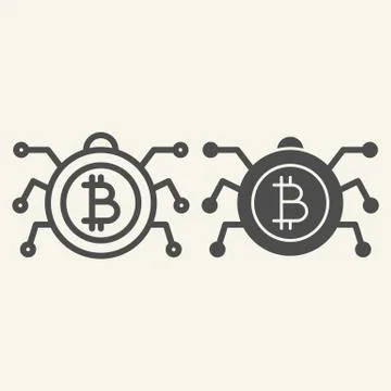 Bitcoin microchip line and glyph icon. Crypto chip vector illustration isolated Stock Illustration