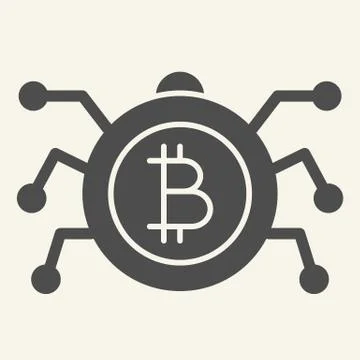 Bitcoin microchip solid icon. Crypto chip vector illustration isolated on white 库存插图