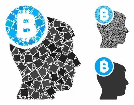 Bitcoin mind head Composition Icon of Trembly Elements Stock Illustration