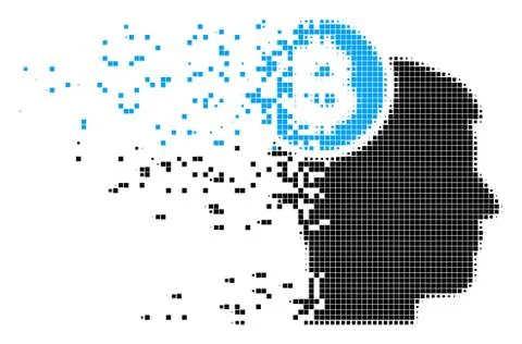 Bitcoin Mind Head Dissolved Pixel Icon Illustrazione stock