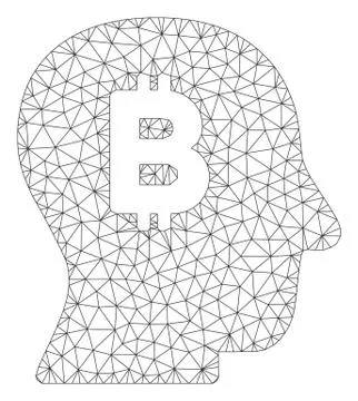 Bitcoin Mind Vector Mesh Carcass Model Illustrazione stock