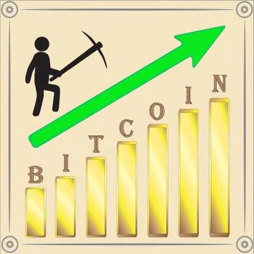 Bitcoin miner increased production. Vector illustration. Illustrazione stock