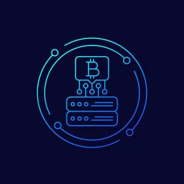 Bitcoin miner line icon for web 스톡 일러스트