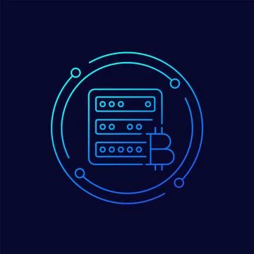 Bitcoin miner line vector icon 스톡 일러스트