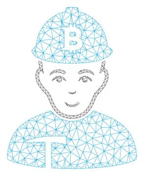 Bitcoin Miner Vector Mesh Carcass Model 스톡 일러스트