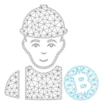 Bitcoin Miner Vector Mesh Carcass Model 스톡 일러스트