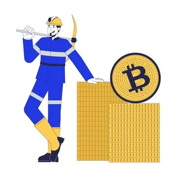 Bitcoin mining 2D illustration concept Illustrazione stock