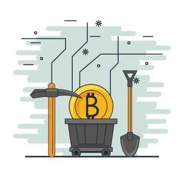 Bitcoin mining and tools Stock Illustration