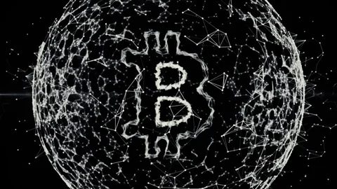Bitcoin mining blockchain or block chain technology. crypto currency of bitcoins Vídeos de archivo 85142152