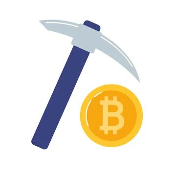 Bitcoin mining. Blockchain technologies, bitcoins, altcoins, finance, digital Stock Illustration