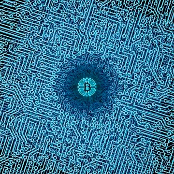 Bitcoin mining concept Illustrazione stock