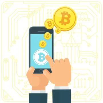 Bitcoin mining concept 스톡 일러스트