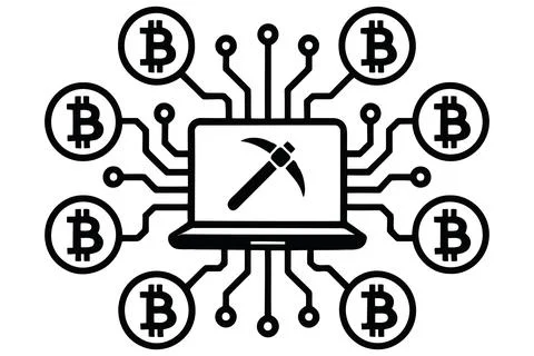 Bitcoin Mining Concept Laptop Cryptocurrency Digital Currency Illustrazione stock