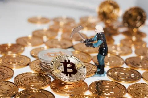 Bitcoin mining concept Stock Photos