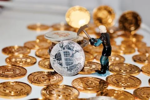 Bitcoin mining concept Stock Photos