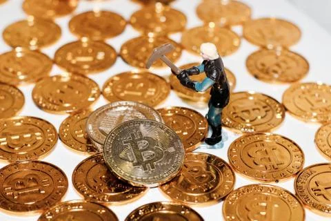 Bitcoin mining concept Stock Photos
