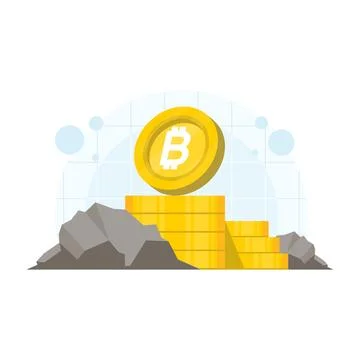 Bitcoin mining concept with stone icon design Stock Illustration