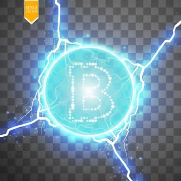Bitcoin mining, conceptual illustration.. Digital money. Concept design of Stock Illustration