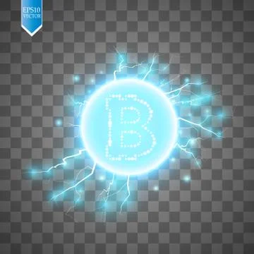 Bitcoin mining, conceptual illustration.. Digital money. Concept design of Stock Illustration