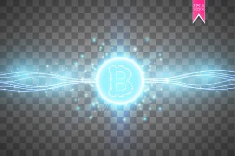 Bitcoin mining, conceptual illustration.. Digital money. Concept design of Stock Illustration