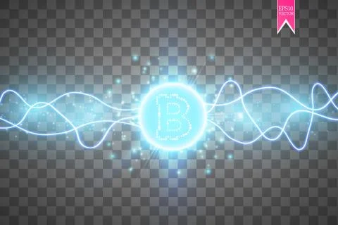 Bitcoin mining, conceptual illustration.. Digital money. Concept design of Stock Illustration