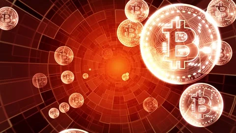 Bitcoin mining. Cryptocurrency, digital gold. 3D animation. Stock Footage 203874935