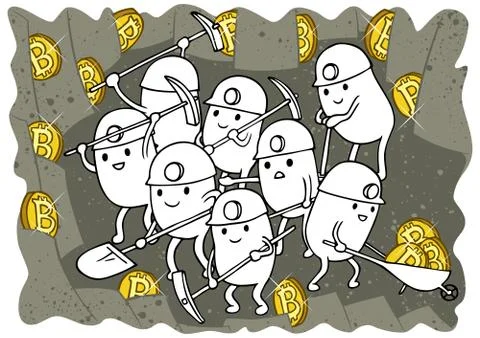 Bitcoin Mining Doodle 库存插图