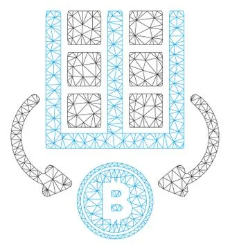 Bitcoin Mining Farm Vector Mesh 2D Model Illustrazione stock