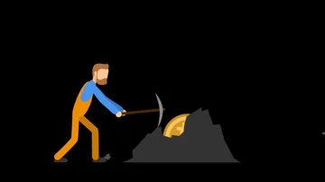 Bitcoin mining flat animation. Alpha channel. 4K Stock Footage 85664042