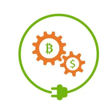 Bitcoin mining flat icon Stock Illustration