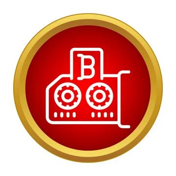Bitcoin mining gpu graphic card cryptocurrency hardware icon Stock Illustration