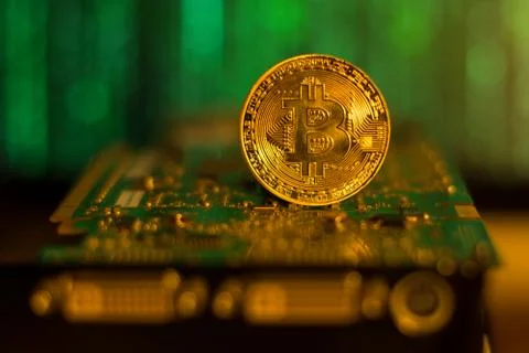 Bitcoin mining graphic card Stock Photos