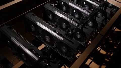 Bitcoin Mining Graphics Cards Stock Footage 81599840