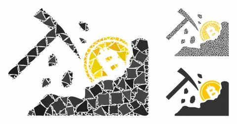 Bitcoin mining hammer Composition Icon of Uneven Elements 스톡 일러스트