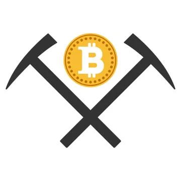 Bitcoin Mining Hammers Flat Icon イラスト素材