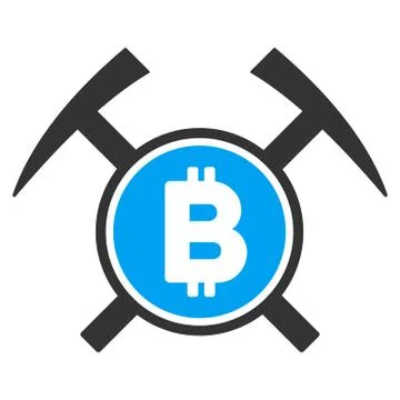 Bitcoin Mining Hammers Flat Vector Icon Illustrazione stock