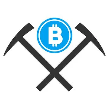 Bitcoin Mining Hammers Flat Vector Icon Illustrazione stock
