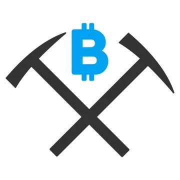 Bitcoin Mining Hammers Flat Vector Icon イラスト素材