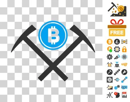 Bitcoin Mining Hammers Icon with Bonus イラスト素材