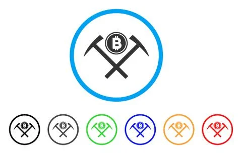 Bitcoin Mining Hammers Rounded Icon イラスト素材