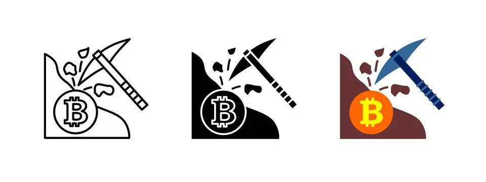 Bitcoin mining icon. Crypto mining vector. Cryptocurrency blockchain illust.. Illustrazione stock