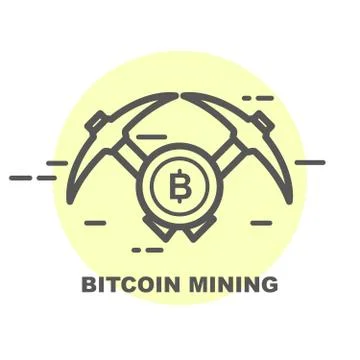 Bitcoin mining icon - two crossed picks and coin Stock Illustration