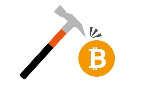 Bitcoin mining icons. Cryptocurrency. Vector. 스톡 일러스트
