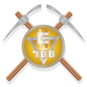 Bitcoin mining illustration Stock Illustration