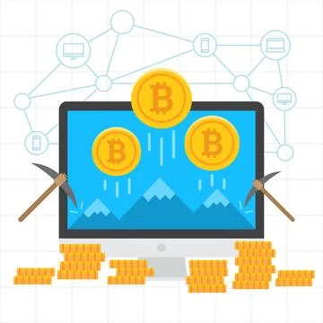 Bitcoin Mining Illustration Illustrazione stock