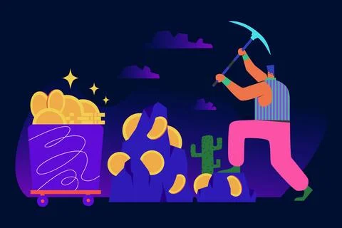 Bitcoin Mining Illustration Stock Illustration