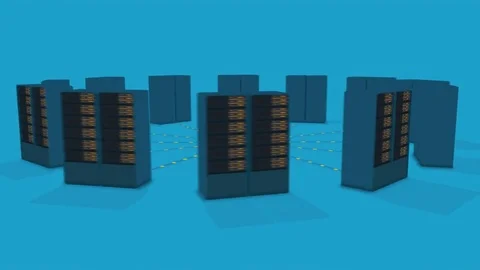 Bitcoin mining by linked servers Stock Footage 81247047