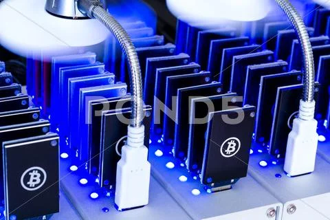 Bitcoin mining Stock Photos